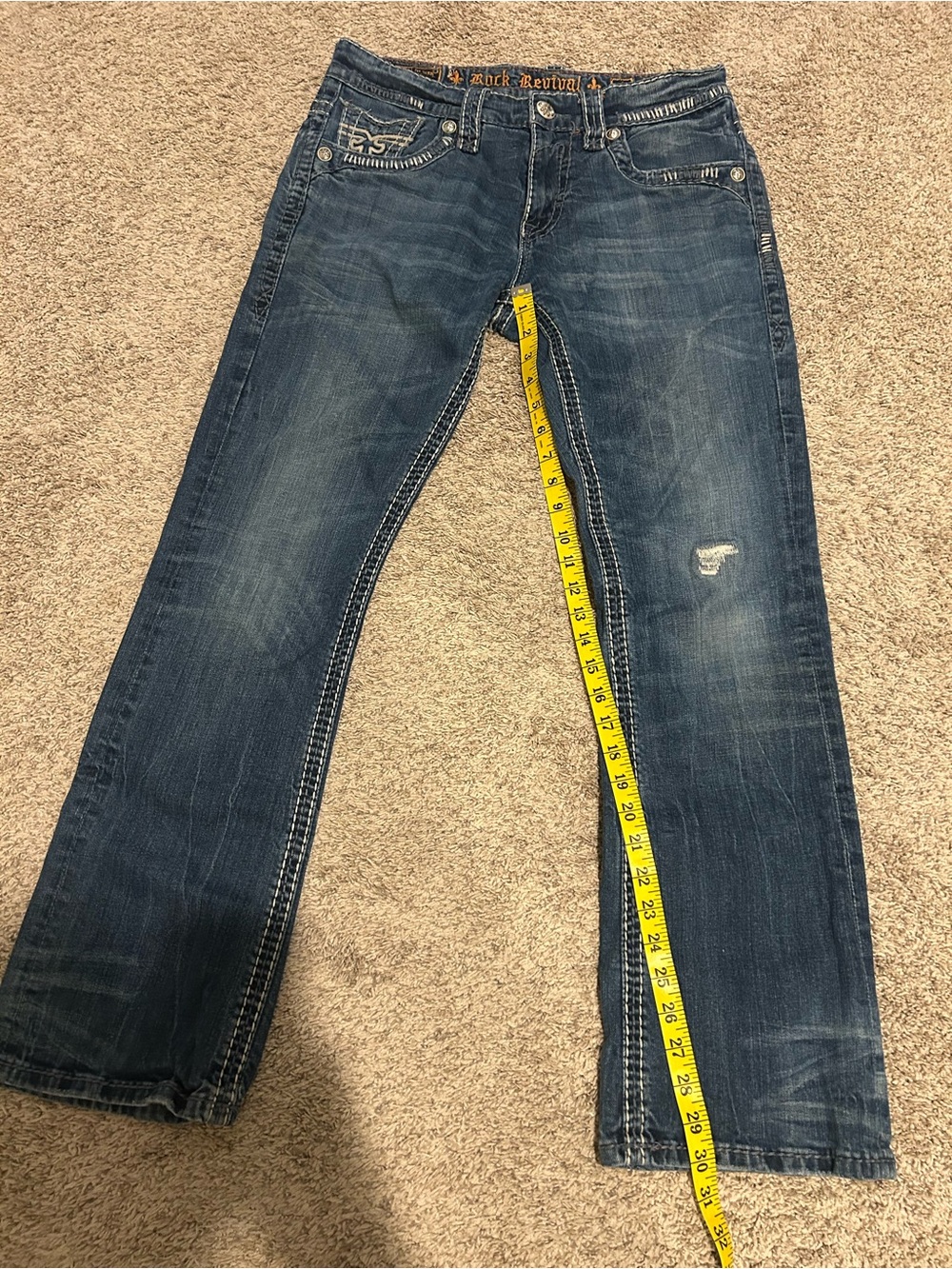 Rock Revival men’s Dark Blue bootcut Jeans with Embroidered Back Pockets - Picture 7 of 7